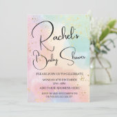 レインボーベビーシャワーカラフルウォーターカスタムカラー 招待状 (スタンド正面)