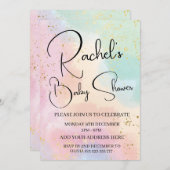 レインボーベビーシャワーカラフルウォーターカスタムカラー 招待状 (正面/裏面)