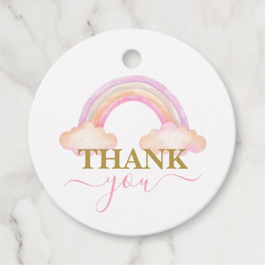 レインボーベビーシャワーガールメッセージカード フェイバータグ (正面)