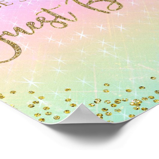 レインボーベビーシャワーゲストブックテーブルサイン ポスター (角)