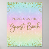 レインボーベビーシャワーゲストブックテーブルサイン ポスター (正面)