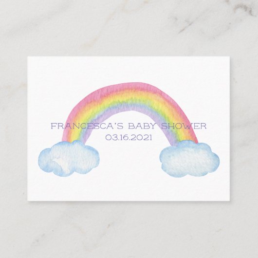 レインボーベビーシャワーゲームキスの数を推測 名刺 (裏面)