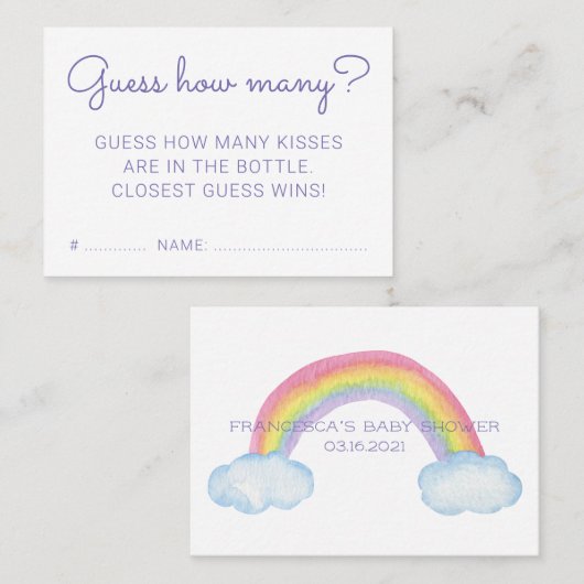 レインボーベビーシャワーゲームキスの数を推測 名刺 (正面/裏面)