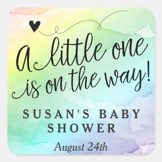 レインボーベビーシャワーサンキューラベル スクエアシール (正面)