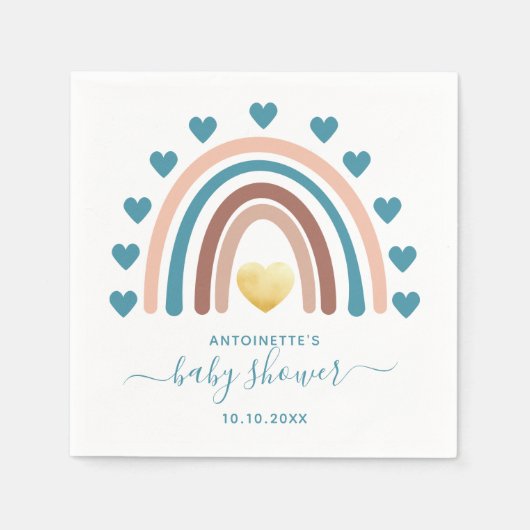 レインボーベビーシャワーナプキン スタンダードカクテルナプキン (正面)
