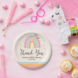 レインボーベビーシャワーピンク ペーパープレート