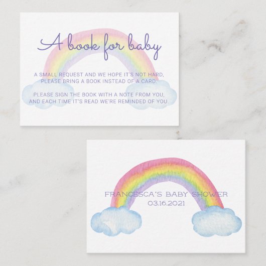 レインボーベビーシャワーブックリクエスト用の本 名刺 (正面/裏面)