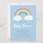 レインボーベビーシャワーブルーボーイ 招待状 (正面)
