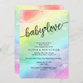 レインボーベビーシャワーベビーラブ 招待状 (正面/裏面)