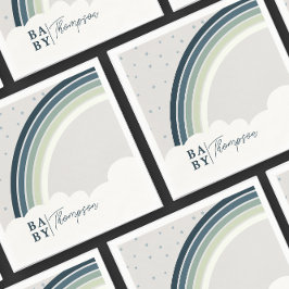 レインボーベビーシャワーボーイグリーンブルー スタンダードカクテルナプキン