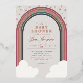 レインボーベビーシャワーミュートカラーズガールバラ 箔招待状 (正面)