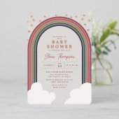 レインボーベビーシャワーミュートカラーズガールバラ 箔招待状 (立ち正面)
