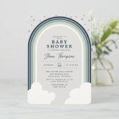 レインボーベビーシャワーミュート色の少年 招待状 (スタンド正面)