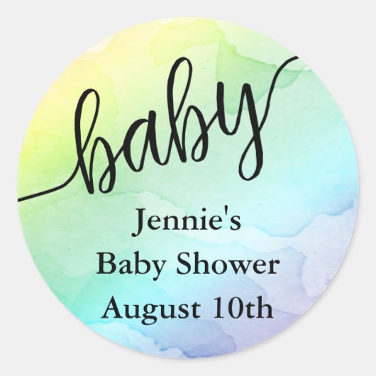 レインボーベビーシャワーメッセージカード ラウンドシール (正面)