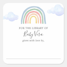 レインボーベビーシャワーライブラリ四角ステッカー スクエアシール