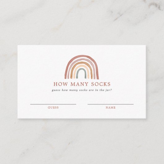 レインボーベビーシャワー何枚ソックスのカードを推測 エンクロージャーカード (正面)