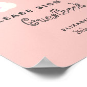 レインボーベビーシャワー女の子ピンクはゲストブックに署名 ポスター (角)