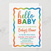 レインボーベビーシャワー招待パーソナライズされた招待状 招待状 (正面/裏面)