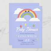 レインボーベビーシャワー招待状、男の赤ちゃんベビーショー 招待状 (正面/裏面)