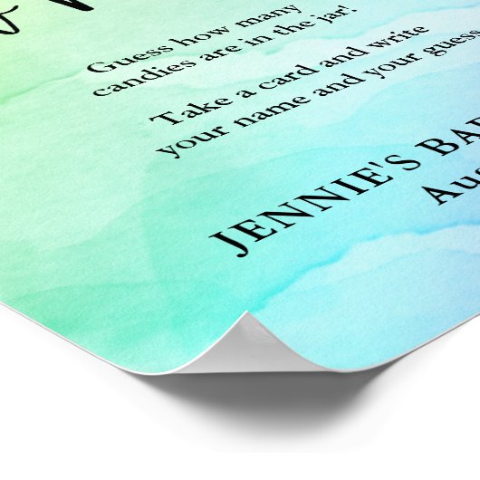 レインボーベビーシャワー推測ゲームのディスプレイ数 ポスター (角)