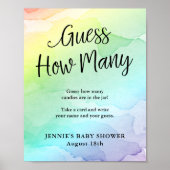レインボーベビーシャワー推測ゲームのディスプレイ数 ポスター (正面)