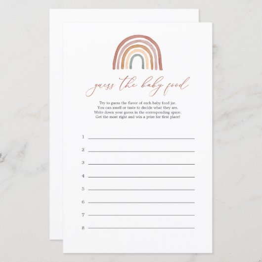 レインボーベビーシャワー推測ベビー食品ゲーム (正面/裏面)