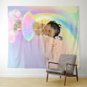 レインボーベビーシャワー背景バナーアフリカンガール タペストリー (インサイチュ(横))
