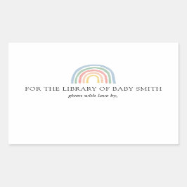 レインボーベビーシャワー蔵書票シール 長方形シール