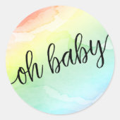 レインボーベビーシャワーOhベビーエンベロープシールメッセージカード ラウンドシール (正面)