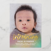 レインボーベビーフォイルモダン誕生のお知らせ 箔シーズンカード (正面)