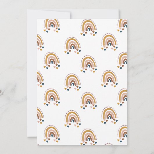 レインボーベビー散水男女兼用シャワー 招待状 (裏面)