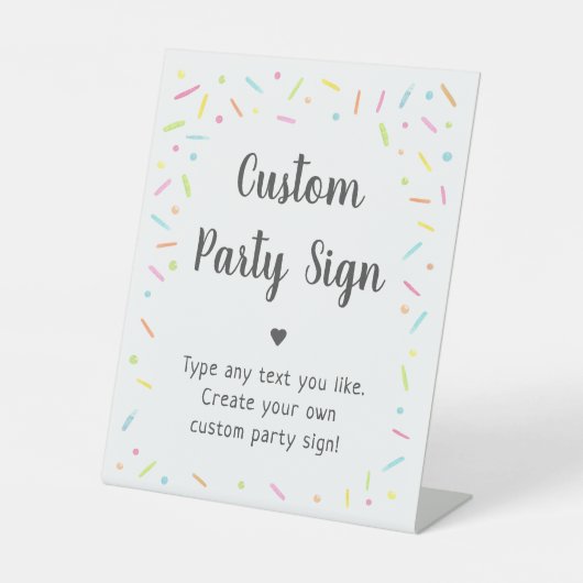 レインボーベビー散水編集可能パーティー 台座サイン (正面)