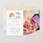 レインボーベビー誕生アナウンスリトルレインボー インビテーションポストカード (正面/裏面)