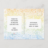 レインボーベビー誕生アナウンスリトルレインボー インビテーションポストカード (裏面)