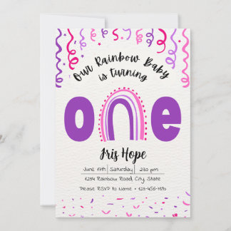 レインボーベビー誕生日招待状 招待状