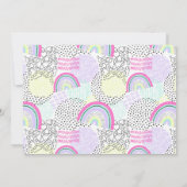 レインボーベビー1st誕生日かわいいドードルズ写真 招待状 (裏面)