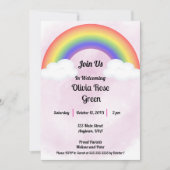 レインボーベビー（ピンク）シャワー招待状 招待状 (正面)