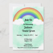 レインボーベビー（緑）シャワー招待状 招待状 (正面)