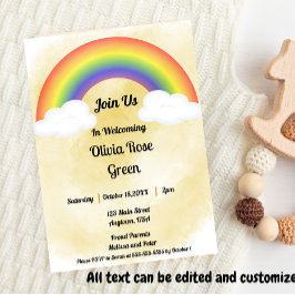 レインボーベビー(金ゴールド)シャワー招待状 招待状