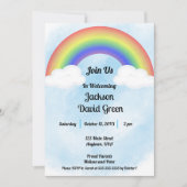 レインボーベビー（青）シャワー招待状 招待状 (正面)