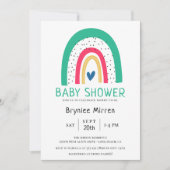 レインボーベ図解入りの、写真付きのビーシャワー 招待状 (正面)