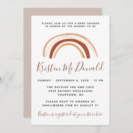 レインボーベ男女兼用イシャワー招待状 セーブザデート (正面/裏面)