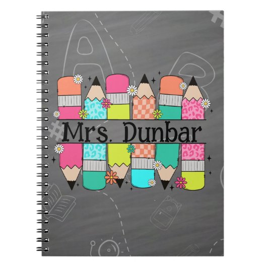 レインボーペンシルシャルボード先生新学期 ノートブック (正面)