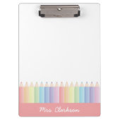 レインボーペンシルパーソナライズされた先生 クリップボード (正面)