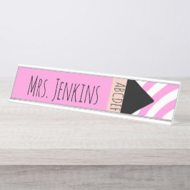 レインボーペンシル幼稚園先生 デスクネームプレート