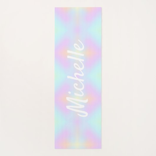 レインボーホグラデーションログラフピンクブルーネームスクリプト ヨガマット (裏面)