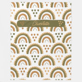 レインボーホグリパーソナライズされたーンホワイトブラウン フリースブランケット (正面)