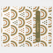 レインボーホグリパーソナライズされたーンホワイトブラウン フリースブランケット (正面(横))