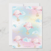 レインボーホットエアバルーンベビーシャワーバニーガール 招待状 (裏面)