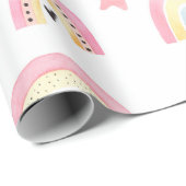 レインボーホピンクパターンガーリー誕生日 ラッピングペーパー (ロールコーナー)